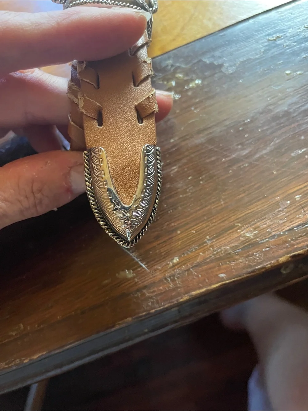 Tan Braided faux Leather Western-Style Belt. 36”